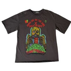 HBAT Kanye West Graphic Print T-Shirt Skeleton Cookie HOLD THE GATE Men's‎ M-L